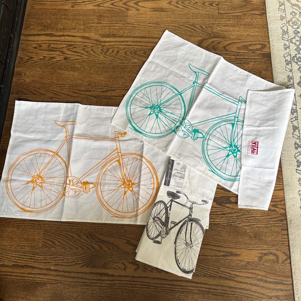 Vital Industries Flour Sack Towels Unisex OS Multi Bicycle Vintage Kitchen Decor